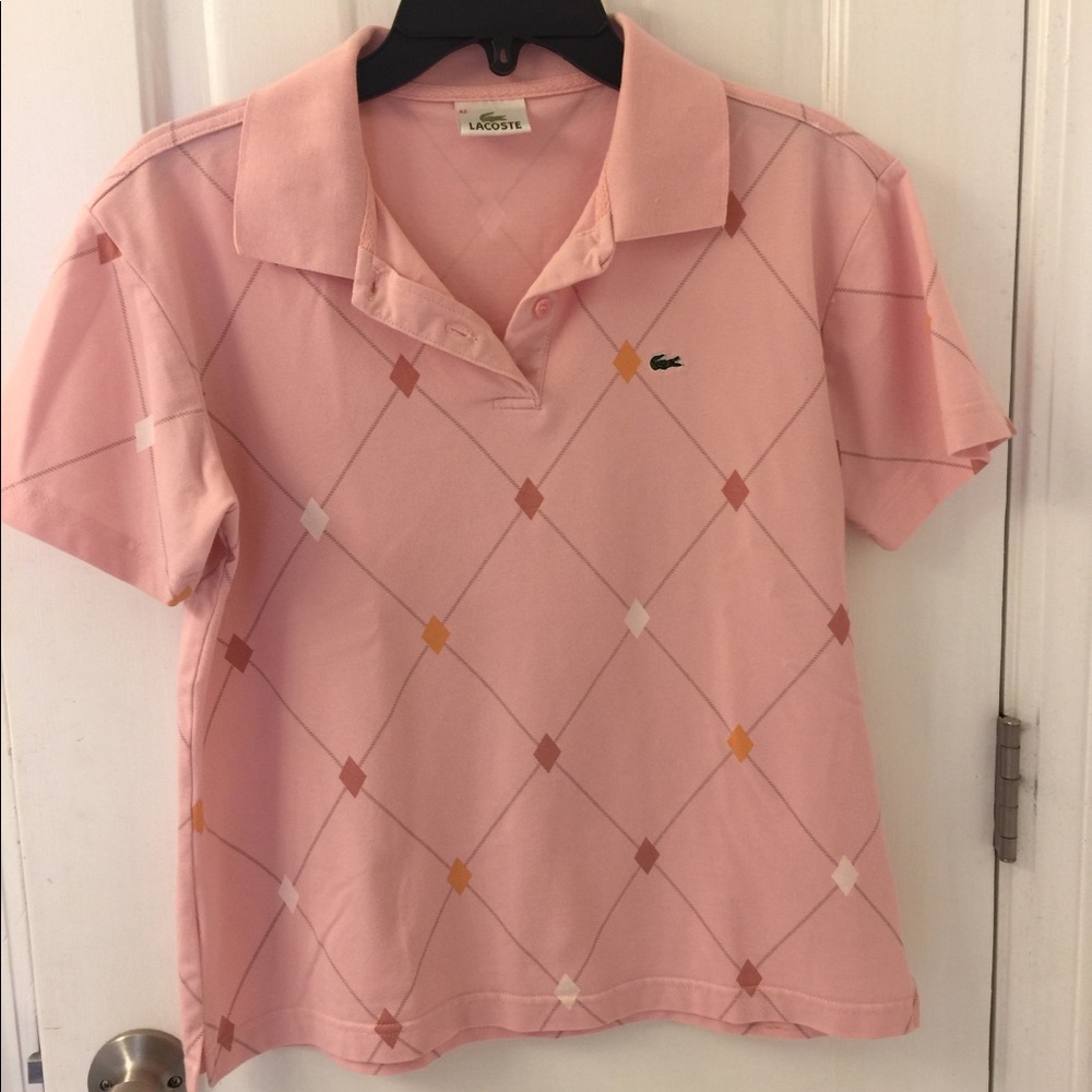 IZOD Lacoste Polo Shirt Pink Short Sleeve Sz 42